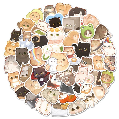 50PCS Cartoon Cute Cat New Personality Graffiti Creative Sticker DIY Guitar Suitcase Helmet Waterproof Notebook