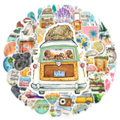 50PCS Cartoon Outdoor Travel Stickers Graffiti iPad Laptop Helmet Car Computer Pattern Scrapbook Toys Decoration