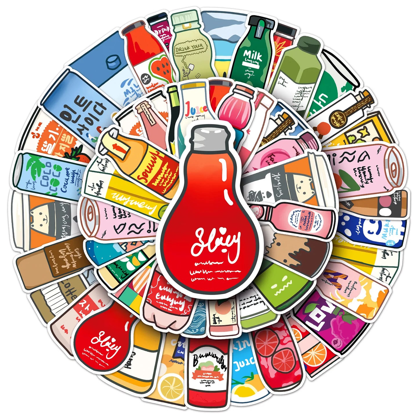 50PCS Trendy Cartoon Beverage Sticker Package Skateboard Guitar Decoration DIY iPad Waterproof Toy Graffiti Decal