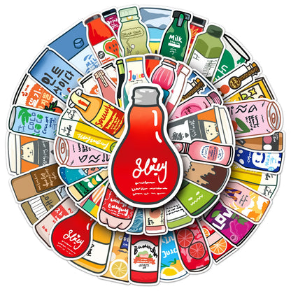 50PCS Trendy Cartoon Beverage Sticker Package Skateboard Guitar Decoration DIY iPad Waterproof Toy Graffiti Decal