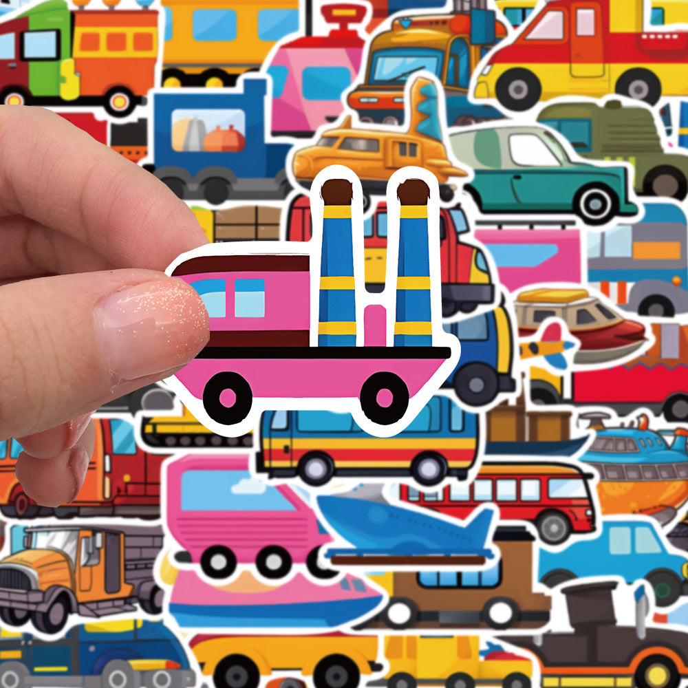 50PCS Cartoon Car Doodle Stickers for Phone Cases, Laptops, Skateboards, Water Bottles, Helmets, and More Perfect for DIY Notebooks, Decorating Desktops, and More
