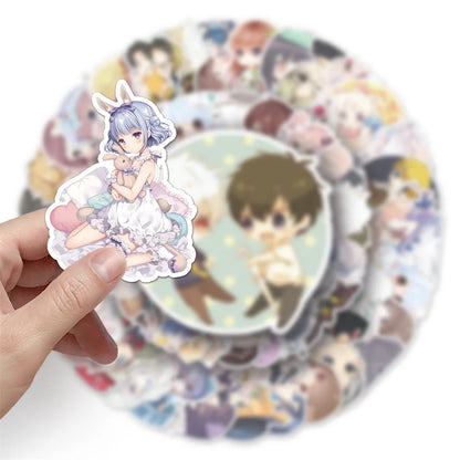 52PCS Cartoon Cute Girls Small Fresh Secondary Yuan Graffiti Stickers Personalized Creative DIY Decorative Stickers Computer Cell Phone Skateboard Refrigerator Helmet Decals Popular Toys