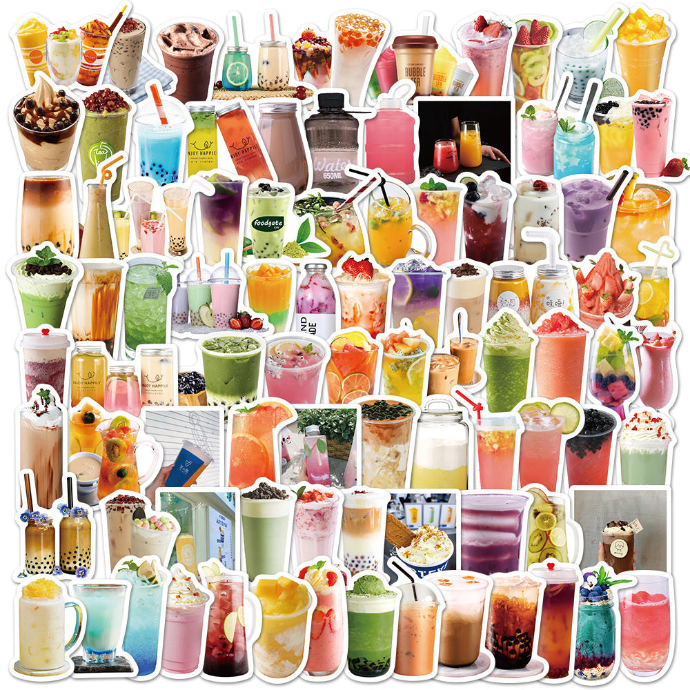 90PCS Boba Tea Stickers - Cute Drink Decals for Water Bottles, Laptops, Planners & Bubble Tea Lover Gifts