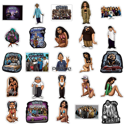 50PCS New Hip-Hop Aesthetic Homies Cartoon Graffiti Stickers for Suitcases, Laptops, Guitars, Water Bottles, Decorative Decals, Toys