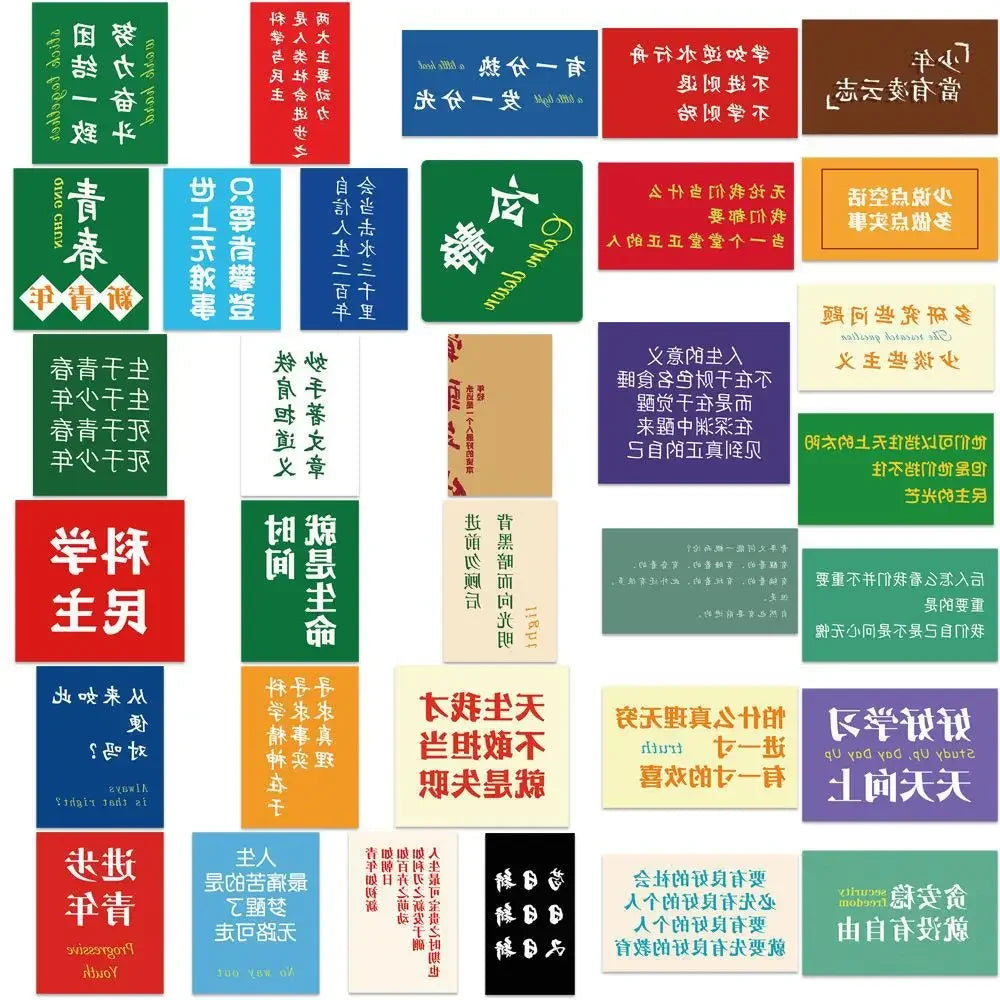63PCS Inspirational Youth Quotes Graffiti Stickers Personalized Fashion Creative Trend DIY Decorative Stickers Helmets Guitars Refrigerators Skateboards Popular Decals Toys