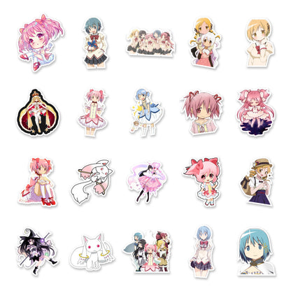 50PCS Magical Girl Transformation Stickers, Cute Anime Doodles of Sparkle, Power, and Friendship for Fans