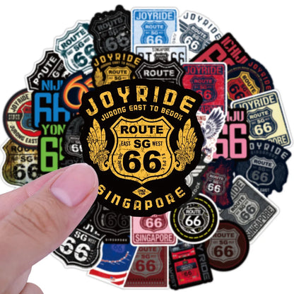 50pcs Us Route 66 Graffiti Sticker For Luggage Laptop Ipad Skateboard Guitar Refrigerator Motorcycle Sticker