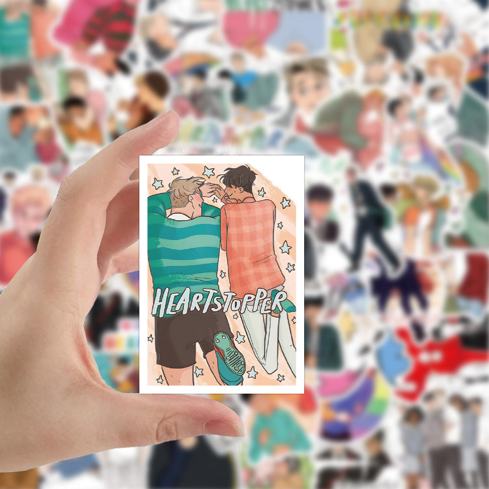 50PCS Heartstopper Inspired Stickers - LGBTQ+ Anime Decals for Journals, Laptops, Water Bottles & Pride Theme Gifts