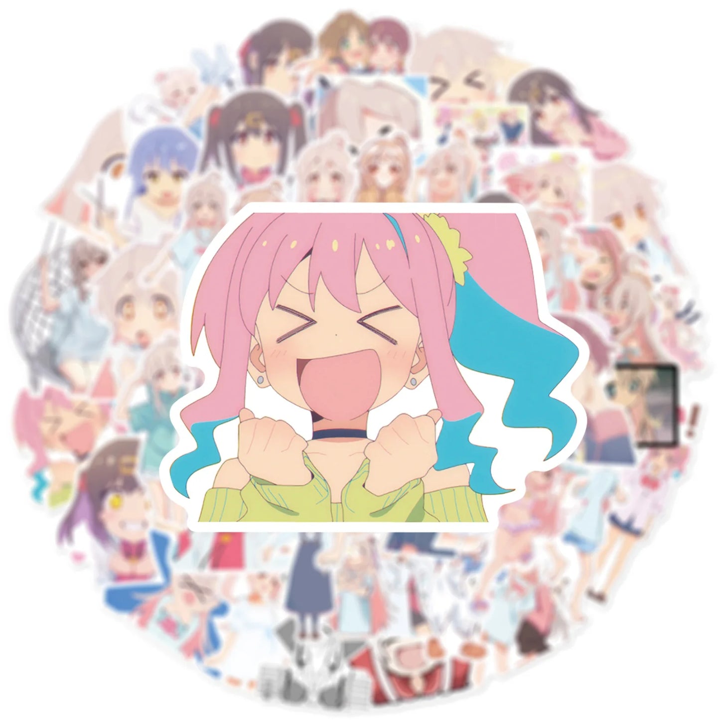 50PCS Trendy Cartoon Anime Girl Graffiti Water Cup Interior Decoration DIY Waterproof PVC Sticker Children Toys