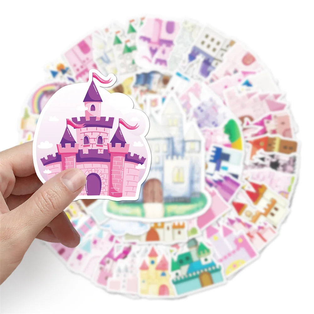 50PCS Castle Graffiti Stickers Cute Cartoon Ins Style Korean Stickers DIY Skateboard Luggage Stickers Waterproof