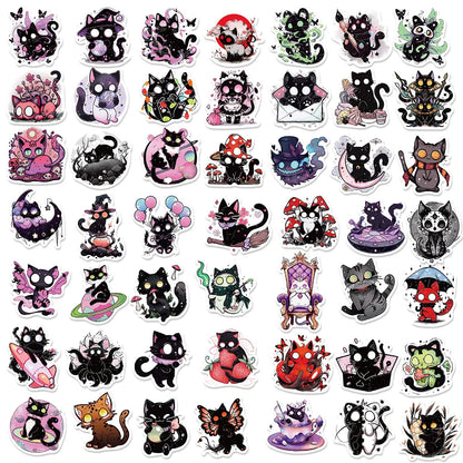 50PCS Funny Scared Cat Stickers - Hilarious Cartoon Decals for Laptop, Phone Case, Water Bottle & Pet Owner Gifts