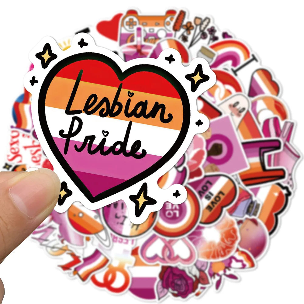 50PCS Lesbian Pride Graffiti Waterproof Sticker Personalized Laptop Refrigerator Skateboard Guitar Lily Water Cup
