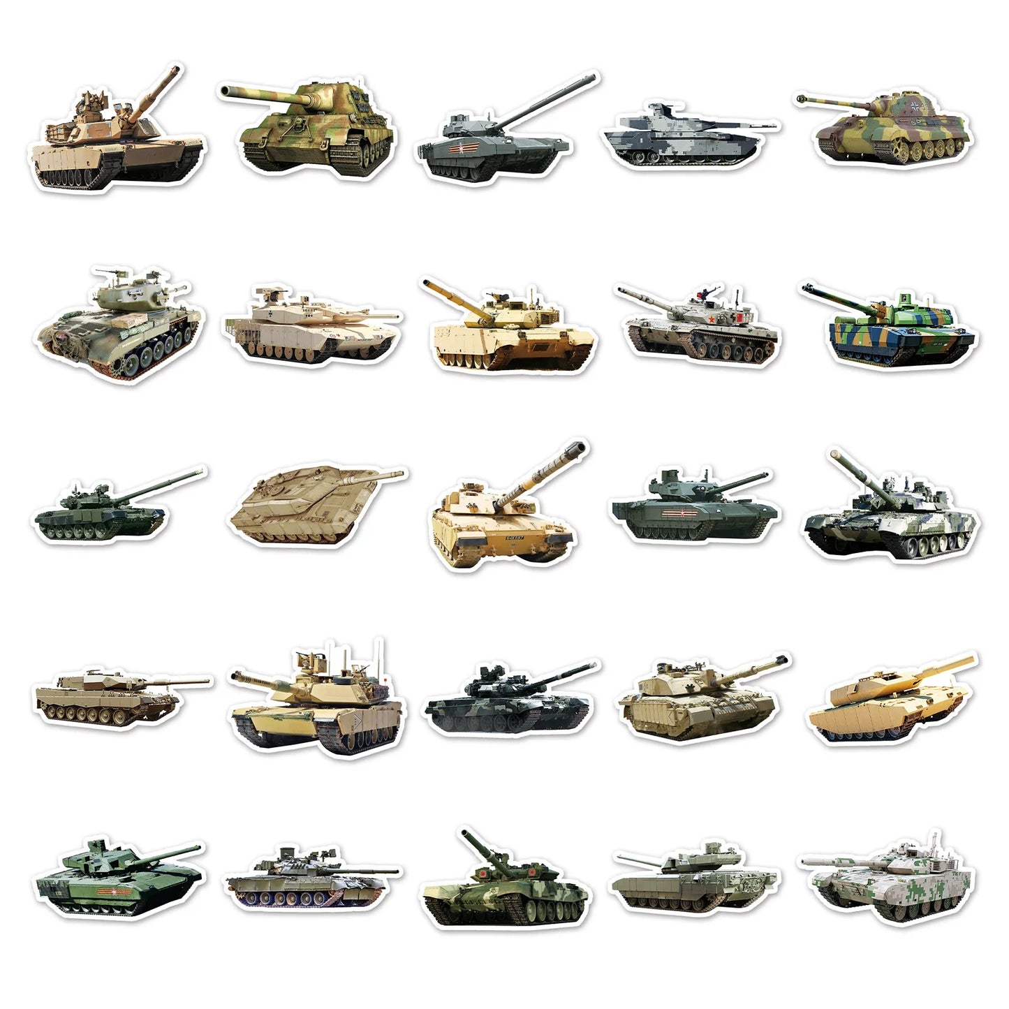 50PCS Cartoon Tank Sticker Graffiti iPad Luggage Helmet Laptop  Guitar Computer Pattern Scrapbook Toy Decoration