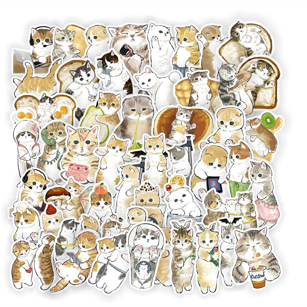 50PCS Cute Kitten Stickers - Adorable Cat Decals for Laptops, Water Bottles, Planners & Cat Lover Gifts
