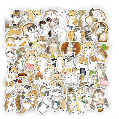 50PCS Cute Kitten Stickers - Adorable Cat Decals for Laptops, Water Bottles, Planners & Cat Lover Gifts