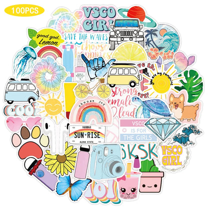 50PCS    Small Fresh Graffiti Stickers iPad Luggage Computer Helmet  DIY Scrapbook Wall Sticker Toy Decoration