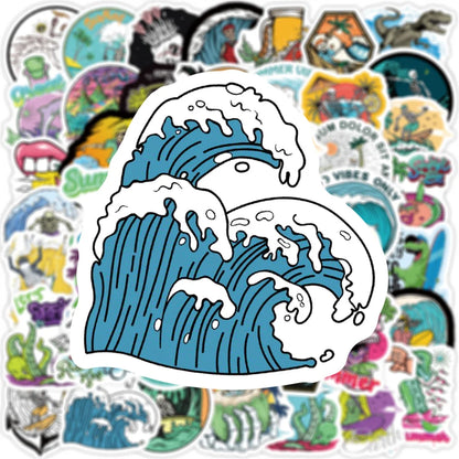 50PCS Surf Skull Summer Beach Personality Graffiti Sticker For Luggage Laptop iPad Guitar Skateboard Cup Sticker