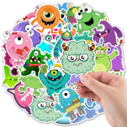 50PCS Cartoon Cute Bacteria Monster Sticker Decals Luggage Travel Skateboard Laptop Phone Water Cup Ipad Sticker