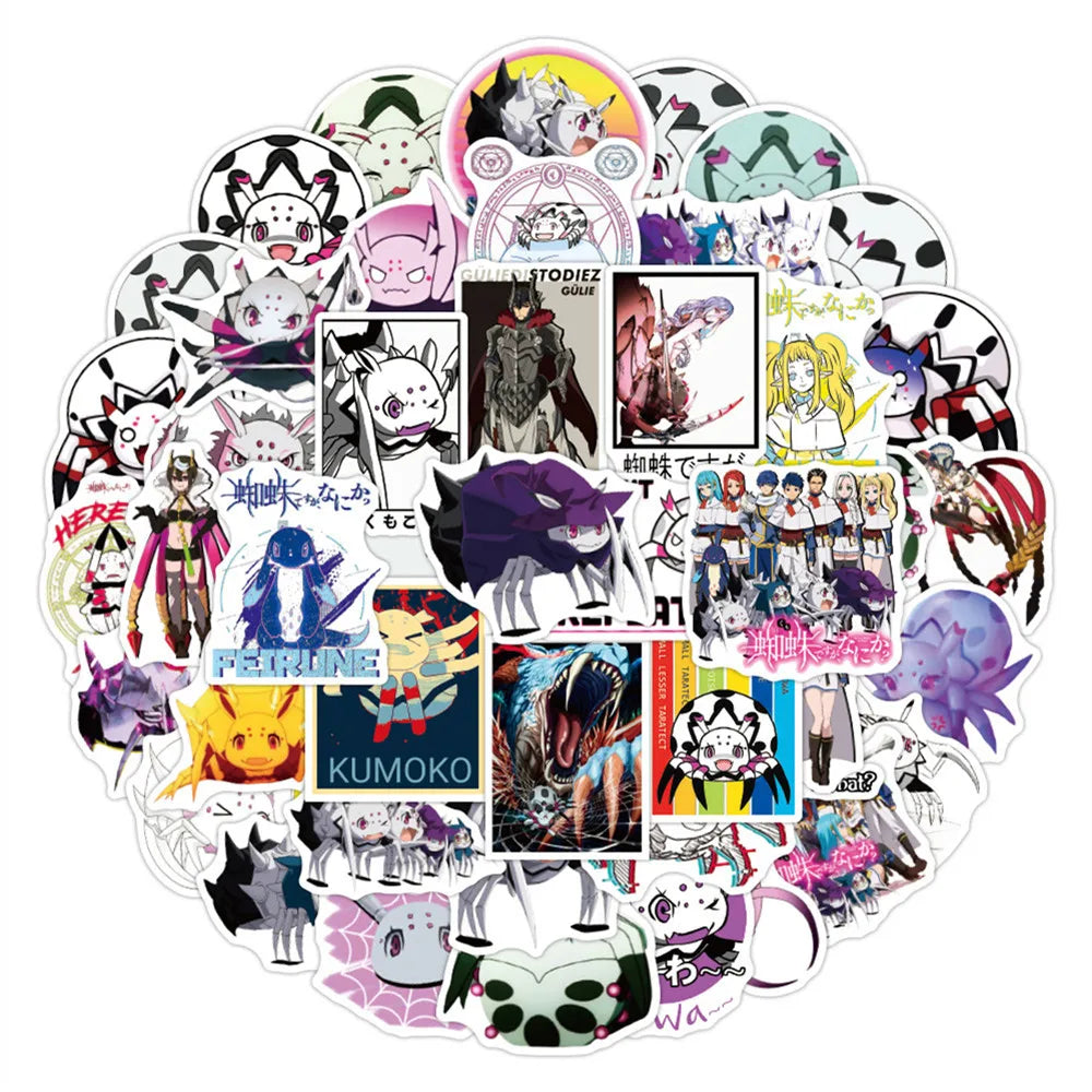 50PCS cartoon Japanese anime "I'm a Spider" doodle stickers, personalized, fashionable, creative and exquisite DIY decorative stickers for suitcases, toys, laptops, IPad cases, diaries, and popular stickers
