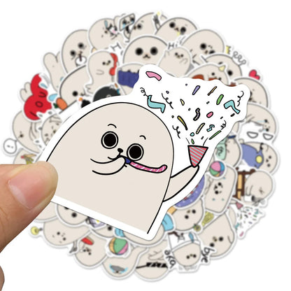 50PCS Cartoon Cute Little Silly Leopard Personality Creative Sticker Desk Computer Motorcycle Waterproof Sticker