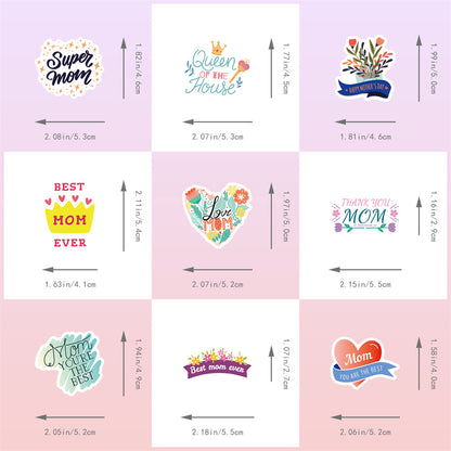 50PCS Thanksgiving & Mother's Day Stickers, Cute Cartoon Thank You & Love Doodles for Cards, Gifts, and Family Celebrations