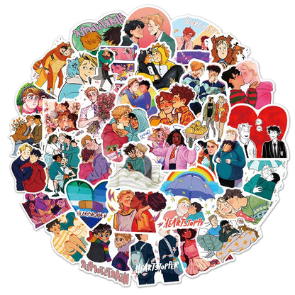 50PCS    DatingGay Heartstopper Graffiti Waterproof Sticker Creative Trend Personalized Decoration Water Cup Guitar