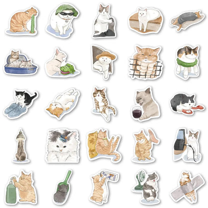 50PCS Cartoon Cat Sticker Animal Graffiti Luggage Desk Notebook Helmet Computer Pattern Scrapbook Toy Decoration