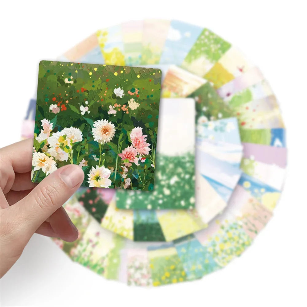 50PCS Flower Oil Painting Cartoon  Personality  Creative Graffiti Sticker DIY Suitcase Computer Water Cup  Bike