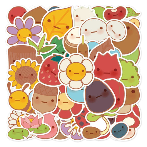 43PCS Cartoon Cute Plants Graffiti Stickers Personality Fashion Creative DIY Decoration Stickers Refrigerator Water Cup Skateboard Guitar Helmet Popular Decals Toys