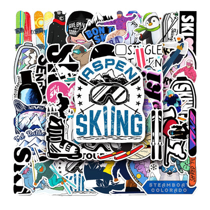 50PCS Skiing Graffiti Stickers Personalised Fashion Creative DIY Fine Decorative Stickers Skateboard Luggage Laptop Mug Popular Decals Toys