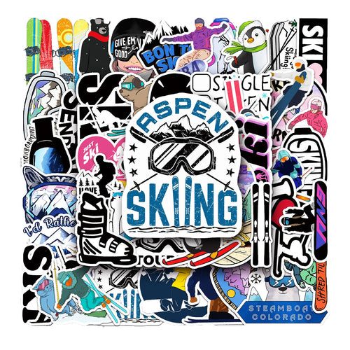 50PCS Skiing Graffiti Stickers Personalised Fashion Creative DIY Fine Decorative Stickers Skateboard Luggage Laptop Mug Popular Decals Toys