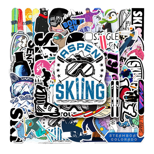 50PCS Skiing Graffiti Stickers Personalised Fashion Creative DIY Fine Decorative Stickers Skateboard Luggage Laptop Mug Popular Decals Toys
