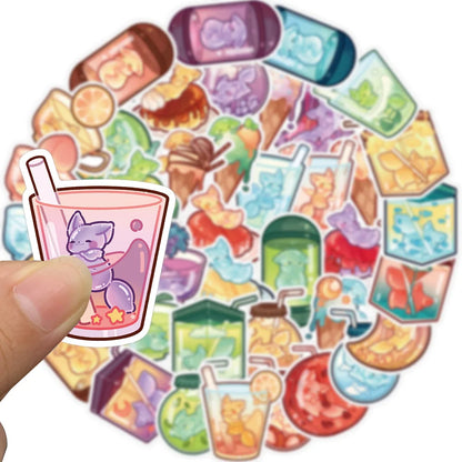 40PCS Cartoon Jelly Fox INS Small Fresh Graffiti Stickers Personalized DIY Decorative Stickers IPad Luggage Laptop Guitar Computer Decorative Decals Toys