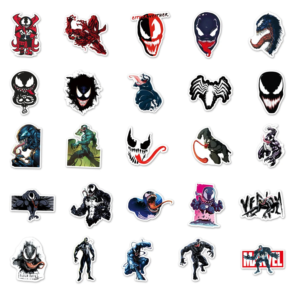 50PCS Cartoon Venom Cool Trend Creative Graffiti Sticker Bike Skateboard Car Helmet Laptop Computer