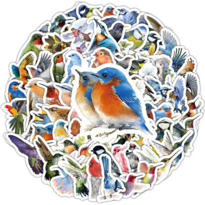 50PCS Cartoon Colorful Bird Sticker Flying Animal Graffiti iPad Mobile Phone Car DIY Wall Sticker Toy Decoration
