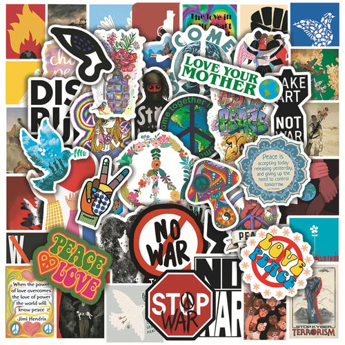 50PCS Love and Peace Cartoon Sticker Friends Gift Graffiti Scrapbook Skateboard Luggage Laptop Aesthetic Sticker
