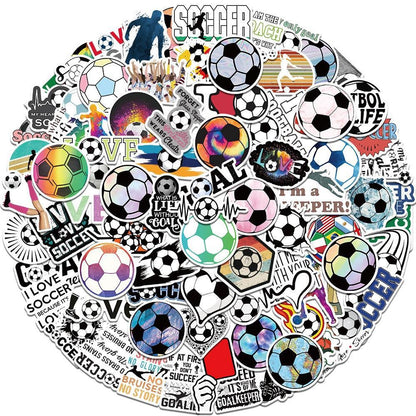 100PCS Ultimate Soccer Fan Sticker Pack, Bulk Cartoon Football Doodles for Match Day Gear, Scarves, and Team Spirit