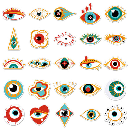 50PCS Creepy Eye & Demon Doodle Stickers, Gothic Horror Cartoon Decals for Alt Fashion and Dark Decor