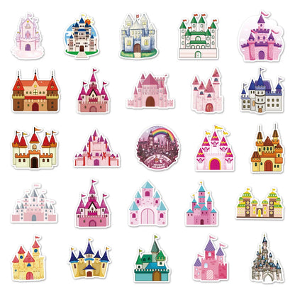50PCS Castle Graffiti Stickers Cute Cartoon Ins Style Korean Stickers DIY Skateboard Luggage Stickers Waterproof