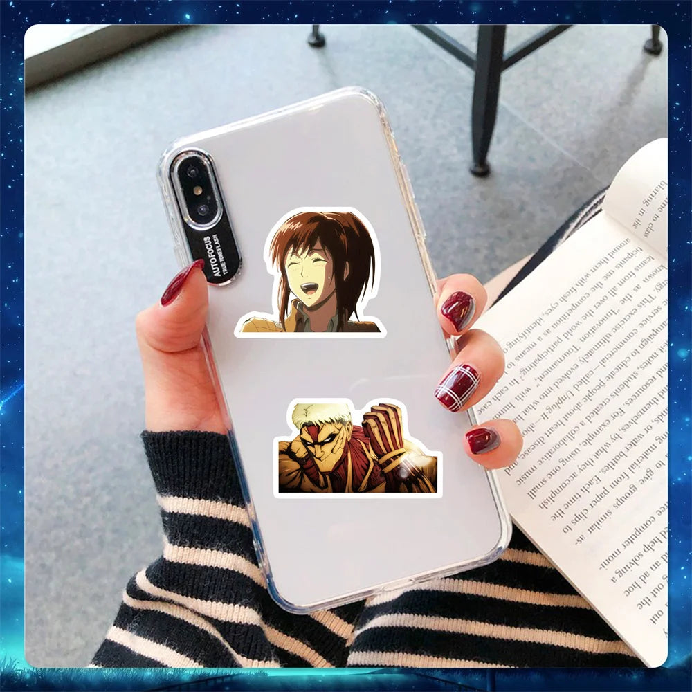 50pcs Anime Attack On Titan New Sticker For Luggage Laptop Ipad Cup Skateboard Phone Case Guitar Sticker