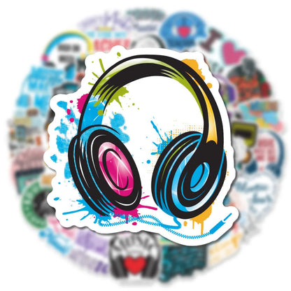 50PCS Popular Inspirational Music Sticker Pack Skateboard Guitar Decoration DIY Laptop Waterproof Cartoon Decal