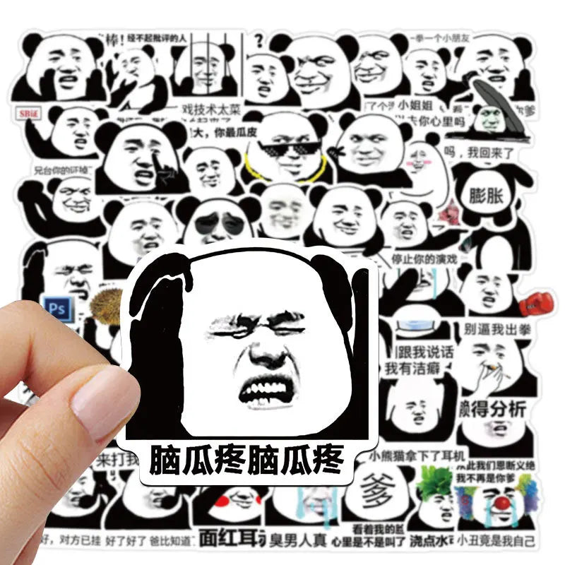 50PCS Cartoon Panda Sticker Animal Graffiti Luggage Helmet Car Guitar DIY Wall Sticker Toy Waterproof Decoration