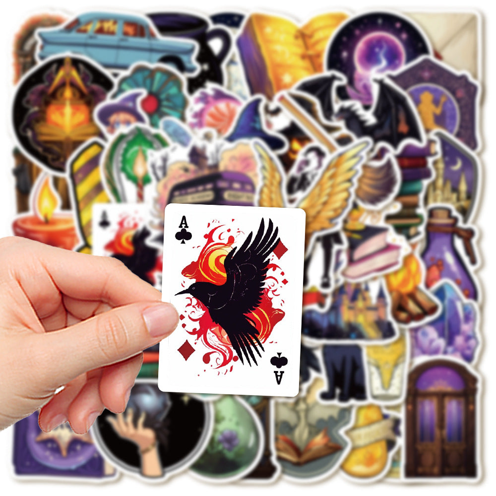 50PCS Magic School Doodle Stickers, Wizard & Spellbook Cartoon Decals for Journals, Laptops, and Fantasy Fans