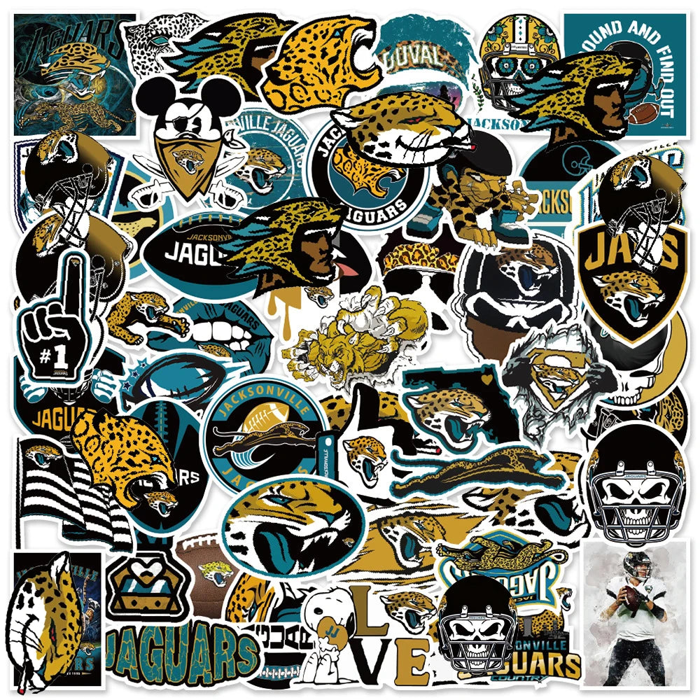 50PCS cartoon football jaguar graffiti stickers, personalized, fashionable, creative, trendy, exquisite decorative decals, luggage, toys, guitars, laptops, Ipai popular stickers