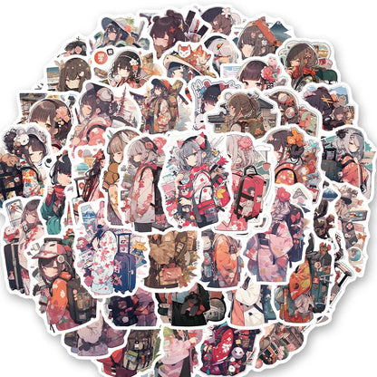 50PCS Popular Japanese Girl Sticker Pack Skateboard Guitar Decoration DIY Cup Helmet Waterproof Graffiti Decal