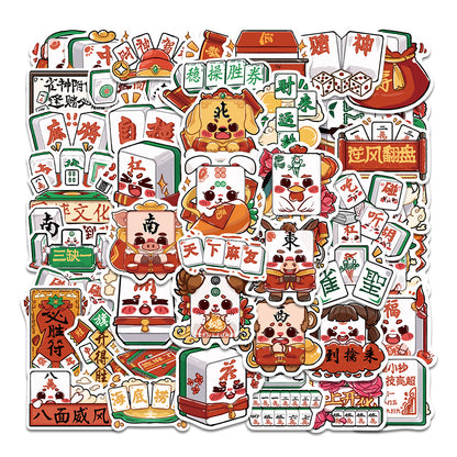 50PCS Lunar New Year Stamp Art Stickers, Cute Cartoon Seal Doodles for Red Envelopes, Cards, and Festive Crafts