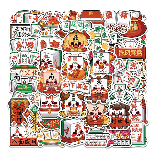 50PCS Lunar New Year Stamp Art Stickers, Cute Cartoon Seal Doodles for Red Envelopes, Cards, and Festive Crafts
