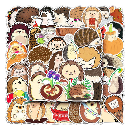 50PCS Cute Cartoon Animal Hedgehog Doodle Stickers for Skateboard Helmets, Laptops, Water Bottles, Guitars, and More Exquisite DIY Desktop Decor Decals