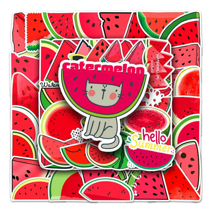 50PCS Watermelon Fruit Stickers - Summer Cartoon Decals for Water Bottles, Laptops, Pool Party Favors & Summer Vacation Gifts