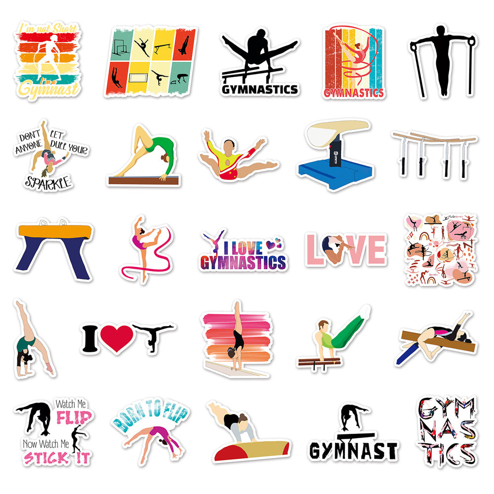 50PCS Gymnastic Bodies Politics Stickers - Disciplined Kinetics Decals for Biomechanical Perfection Logs, Sportive Aesthetics Maps & Corporeal Discipline Archives